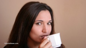 Woman-Sip-Coffee-Tea-Cup